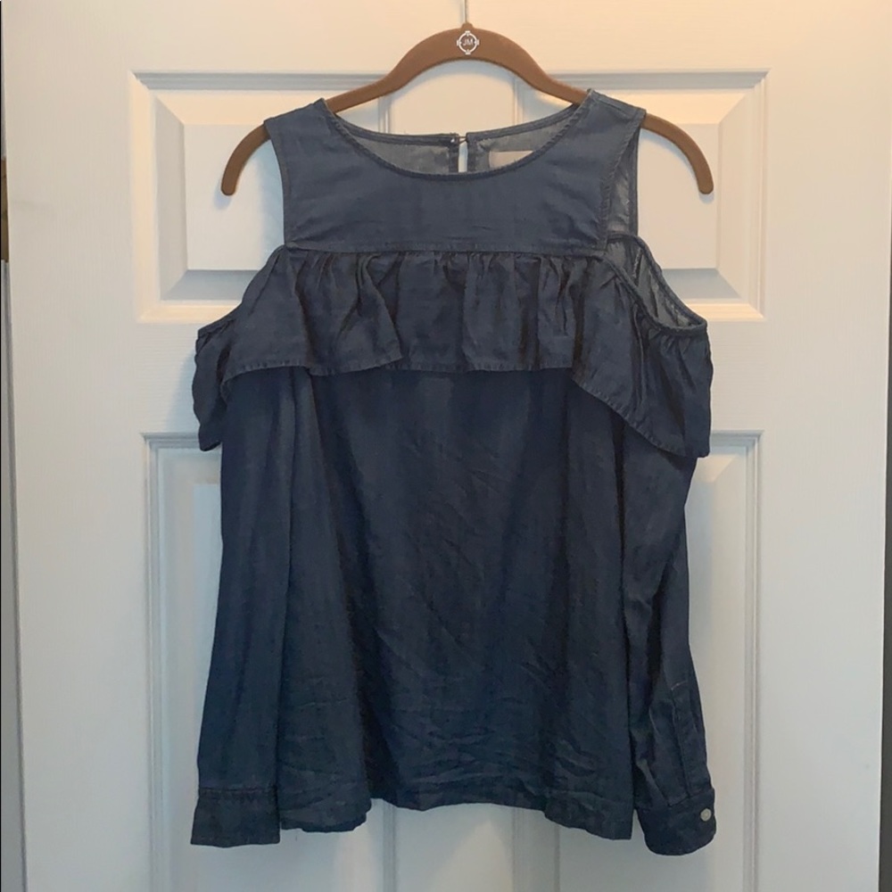 Loft brand cold shoulder long sleeve blouse